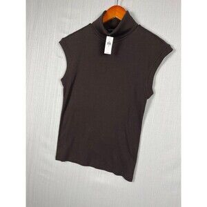 Banana Republic Factory Sleeveless Turtleneck Women’s M Brown Ribbed NWT